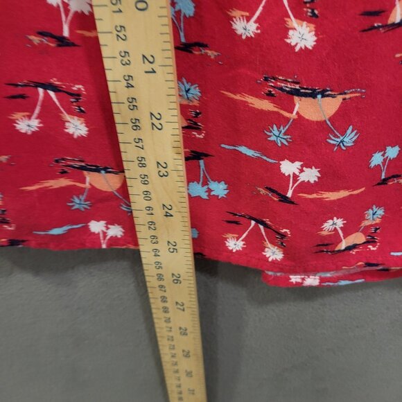 Chip + Pepper California‎ Top Womens M 3/4 Roll Tab Sleeve Pink Palm Tree Resort - Picture 6 of 6